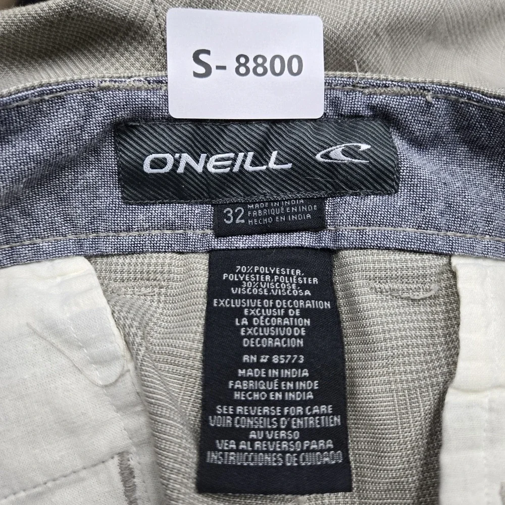 O'Neill Men Shorts 32 Khaki Embroidered Plaid Chino Button 10